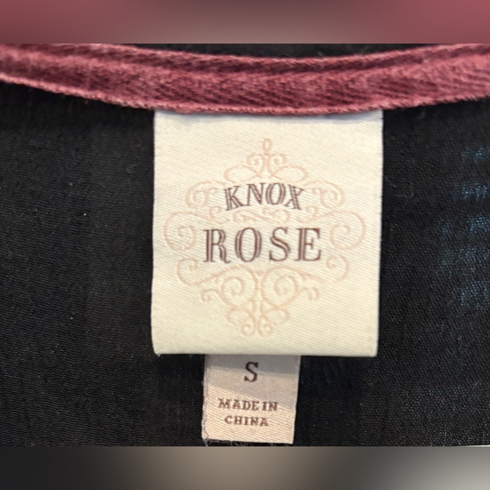 Knox Rose Embroidered Black Sleeveless Boho Tank Top w/ Tassels Size Small - Picture 4 of 5
